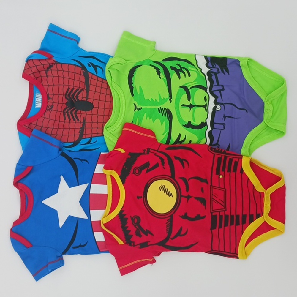 Set of 4 Marvel Bodysuits (3-6 Months)